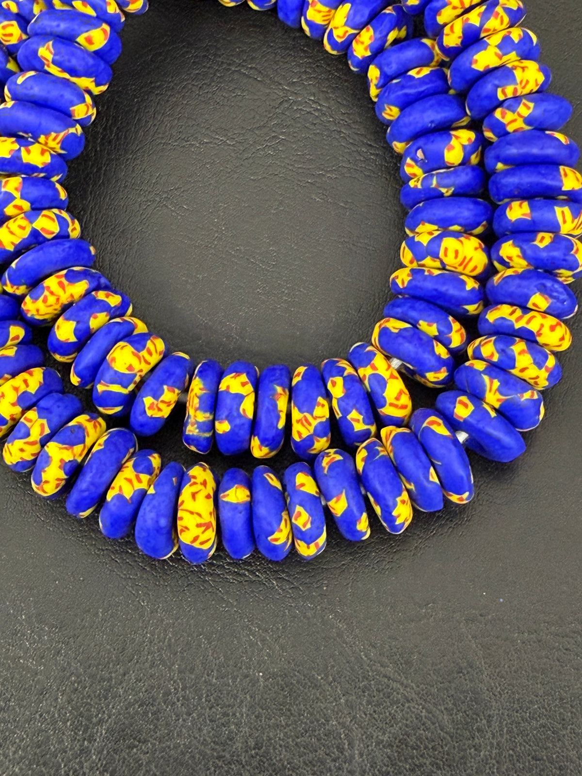 Authentic Royal Blue Fused Krobo Rondelle Glass Beads for Jewelry Designers | Ghana Artisan Collection