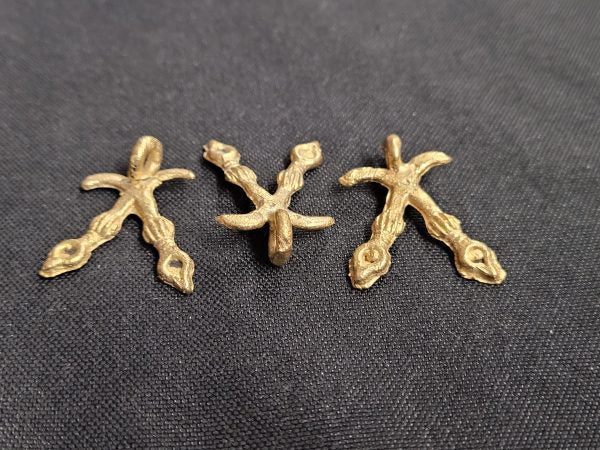 3 African brass pendant, Adinkra symbol pendants, akofena