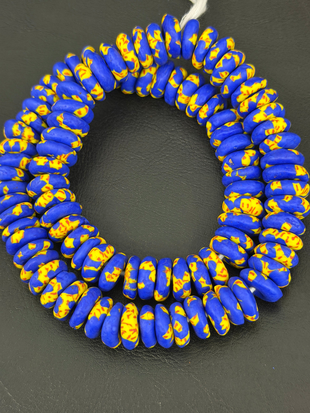 Authentic Royal Blue Fused Krobo Rondelle Glass Beads for Jewelry Designers | Ghana Artisan Collection