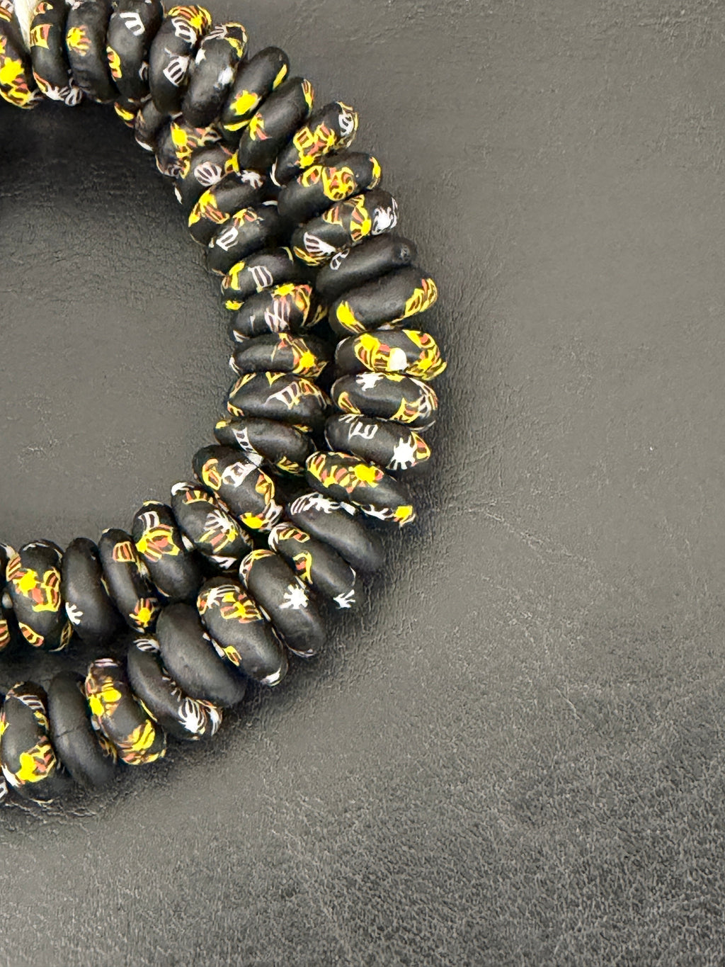 Midnight Heritage Fused Krobo Rondelle Recycled Glass Beads | Handmade Ghana African Glass Beads | 95–99 Beads per Strand