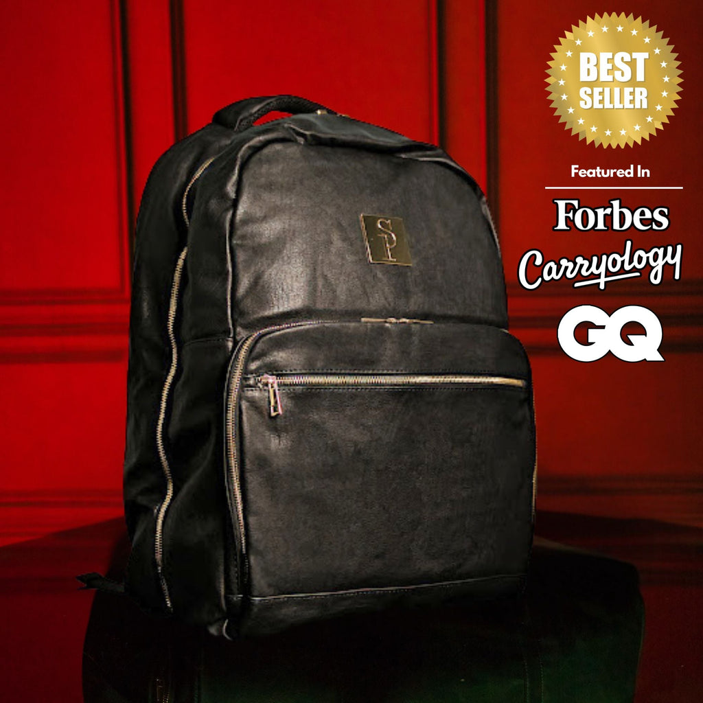 Black Leather Commuter Bag