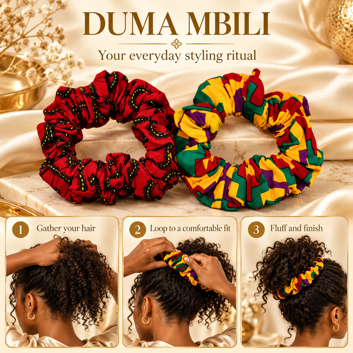 African Print Hair Scrunchies