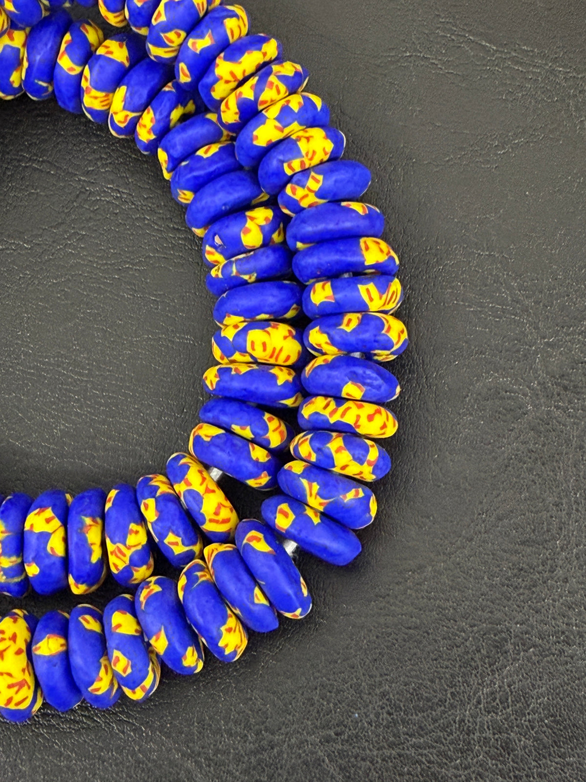 Authentic Royal Blue Fused Krobo Rondelle Glass Beads for Jewelry Designers | Ghana Artisan Collection