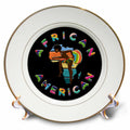 3dRose Africa - African American on Black. African Roots Plates (cp-365333)