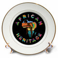 3dRose Africa - African Heritage on Black. African American Plates (cp-365336)