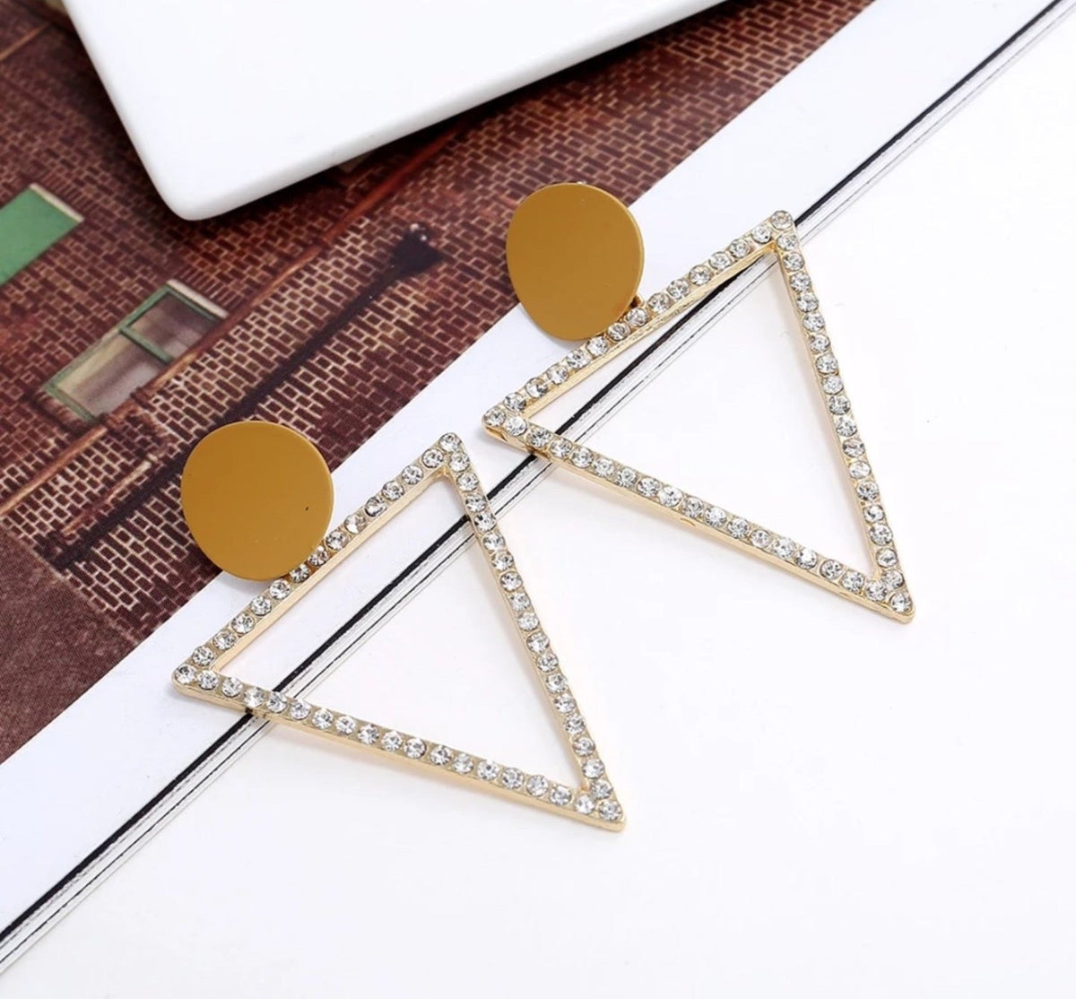 Gold Triangle Earrings