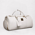 White Leather Weekender Duffle Bag