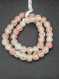 Authentic African Beads from Ghana | Chunky Coral Speckled Translucent Recycled Glass Beads | Handmade Krobo Beads 12–14mm