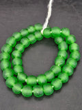 Authentic African Green Krobo Recycled Glass Beads | Handmade Translucent Ghana Beads 12–14mm