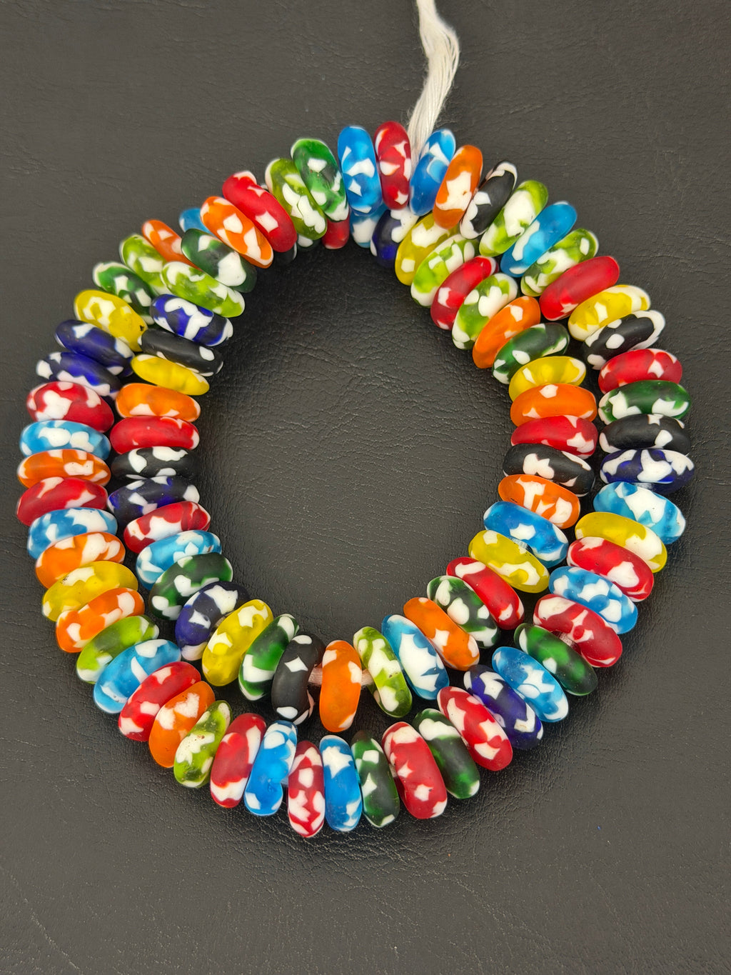 Authentic Multicolor Fused Krobo Rondelle Glass Beads | Handcrafted Ghana Designer Collection