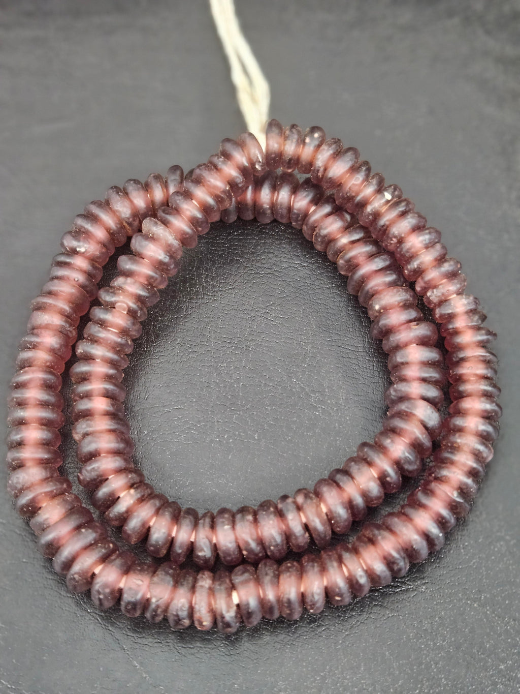 Authentic Dusty Plum Krobo Translucent Recycled Glass Rondelle Beads | Handmade Ghana Beads