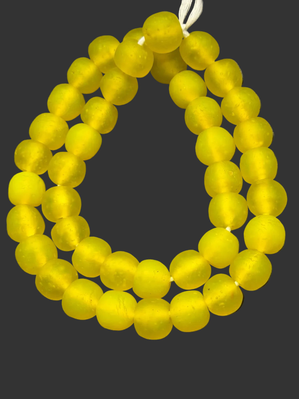 Golden Sunrise Krobo Pocket Glass Beads | Handcrafted Ghana Recycled Glass Beads | Frosted Yellow Artisan Beads