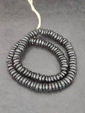 Authentic Matte Black Krobo Translucent Recycled Glass Rondelle Beads | Handmade Ghana African Glass Beads for Jewelry Making & Wholesale