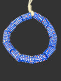 Stars & Stripes Krobo Glass Beads | Royal Blue Polka Dot Long Tube Beads | Handcrafted Ghana Recycled Glass Beads