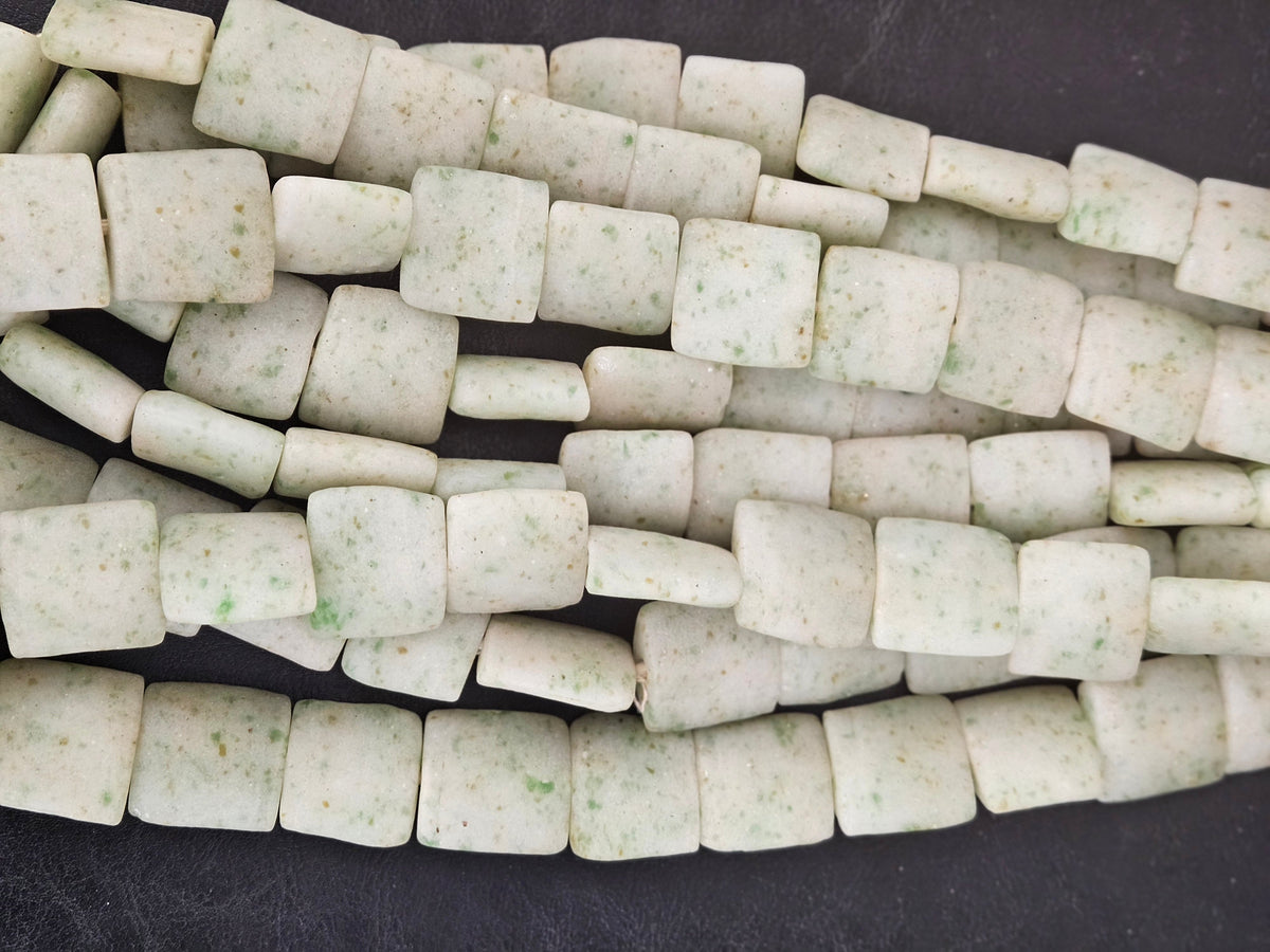 Aadampo Large Moss Green Krobo Powdered Glass Beads | Authentic Handmade Recycled Glass Beads | 25 × 25 × 11–12mm (Copy)