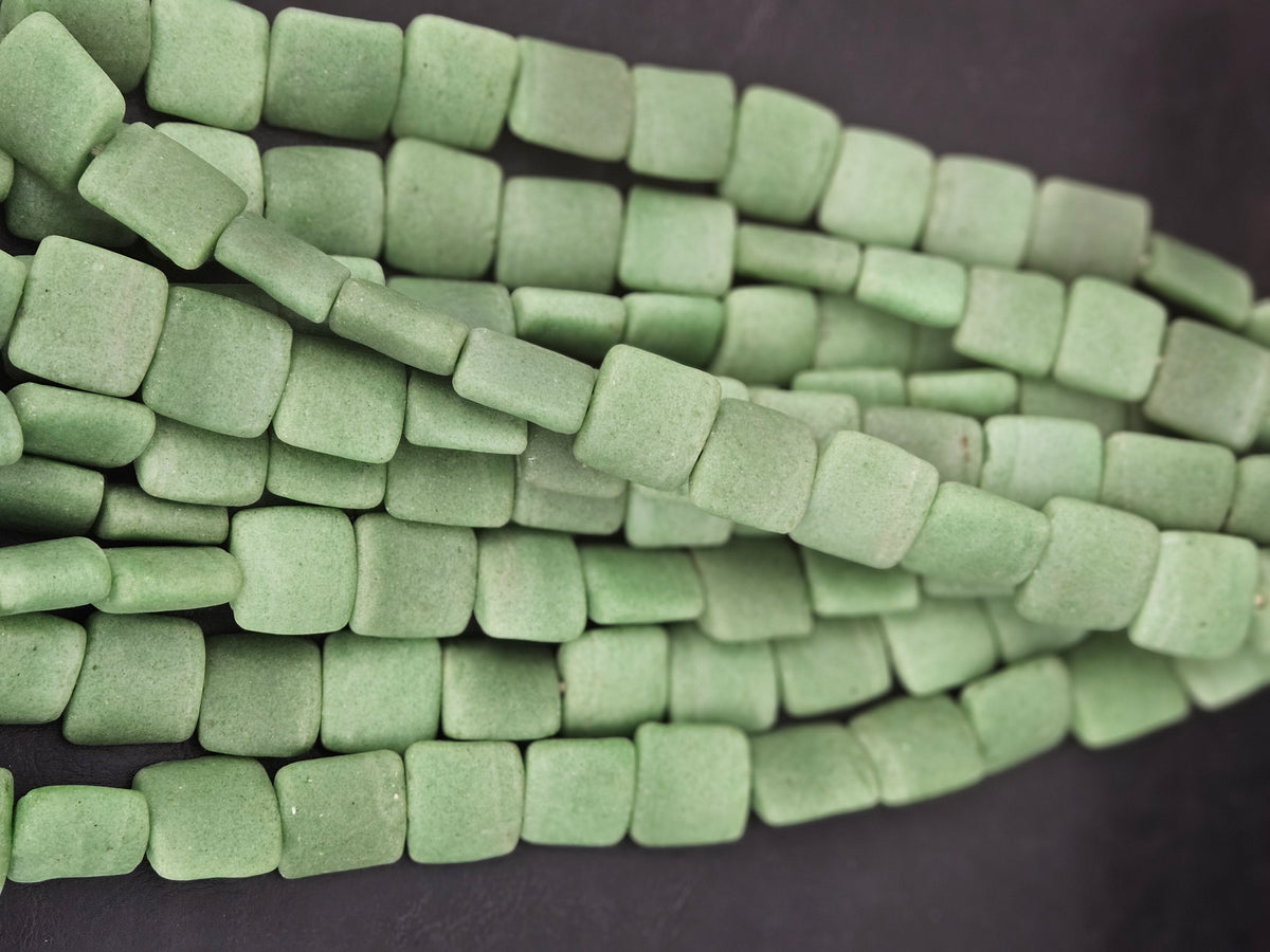 Aadampo Large Moss Green Krobo Powdered Glass Beads | Authentic Handmade Recycled Glass Beads | 25 × 25 × 11–12mm