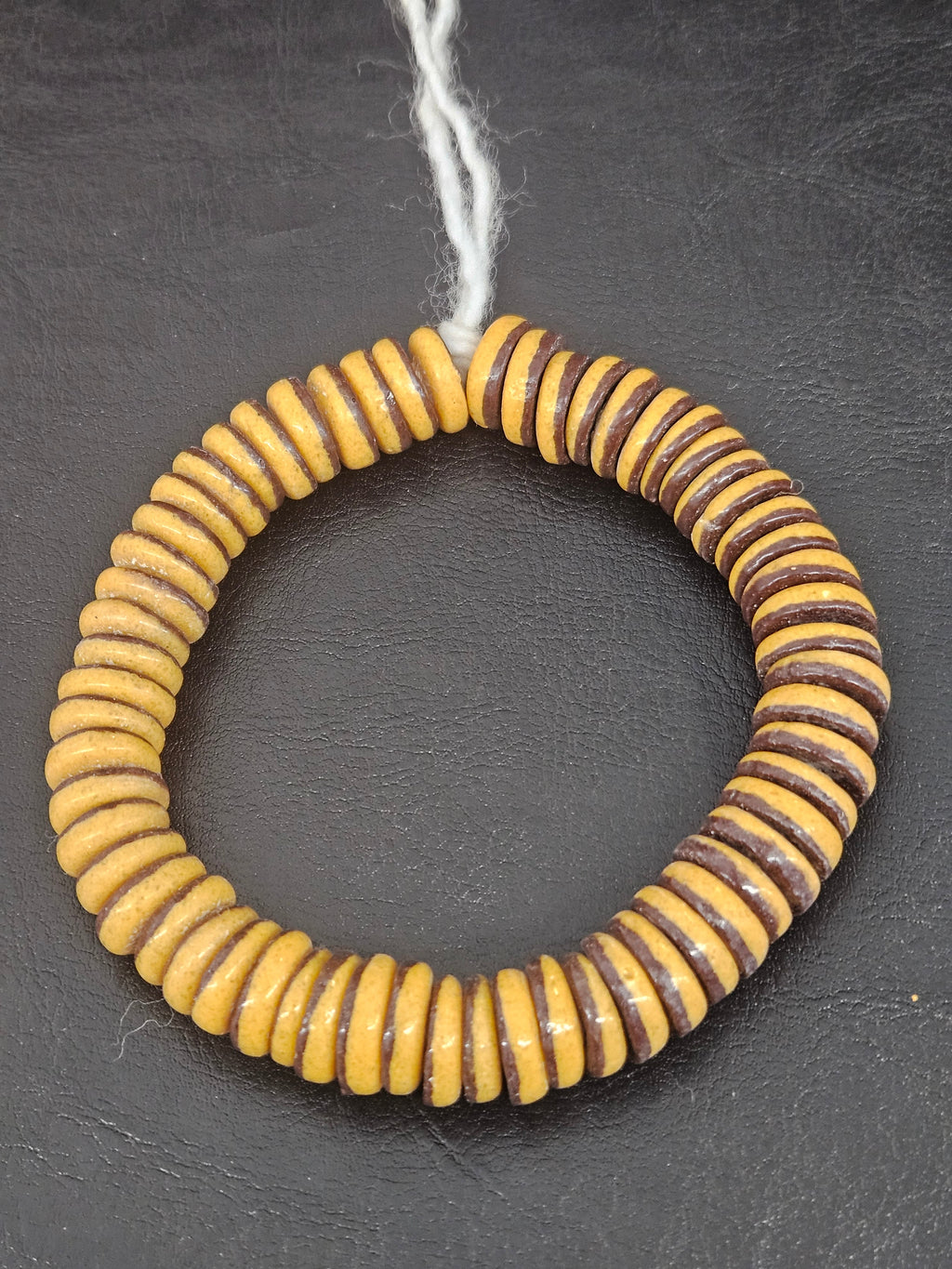 Handmade Golden Ochre & Brown Krobo Glass Spacer Beads, African Recycled Glass Beads, Ghana Jewelry Making Supplies