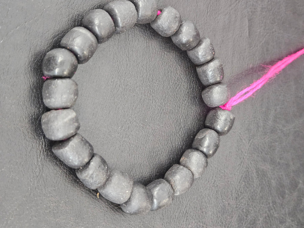 Matte Black Krobo Recycled Glass Beads | Handmade Glass Beads from Ghana
