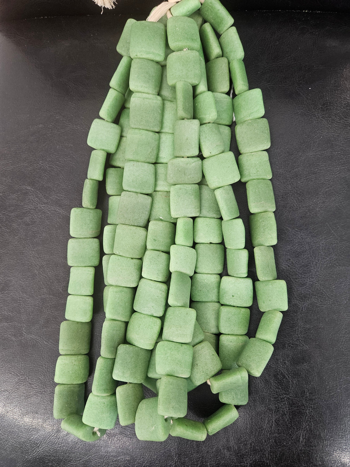 Aadampo Large Moss Green Krobo Powdered Glass Beads | Authentic Handmade Recycled Glass Beads | 25 × 25 × 11–12mm