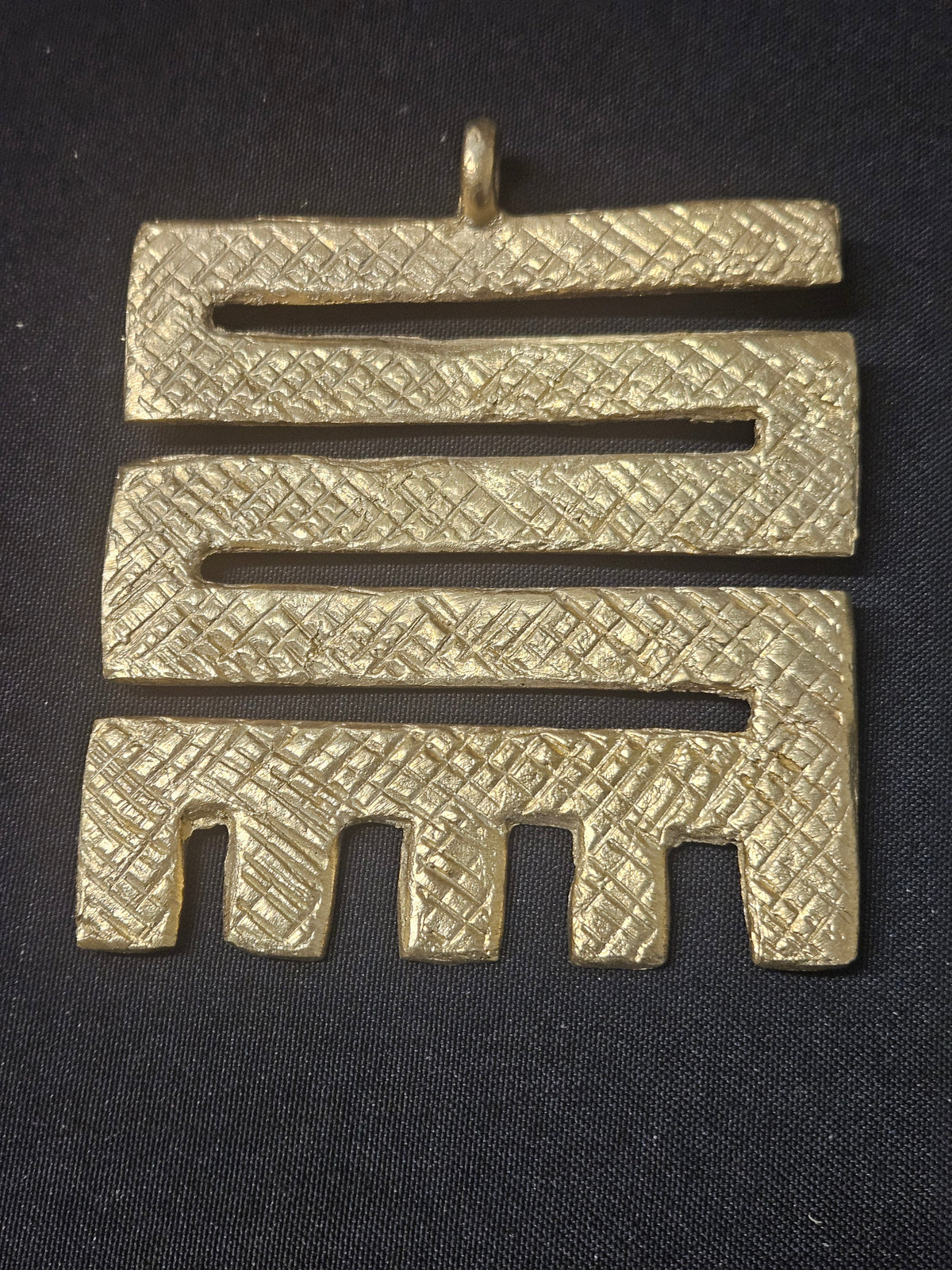 Oversized Nkyinkyim Ashanti Brass Pendant | Authentic Ghanaian Adinkra Symbol | Handcrafted African Brass Statement Pendant