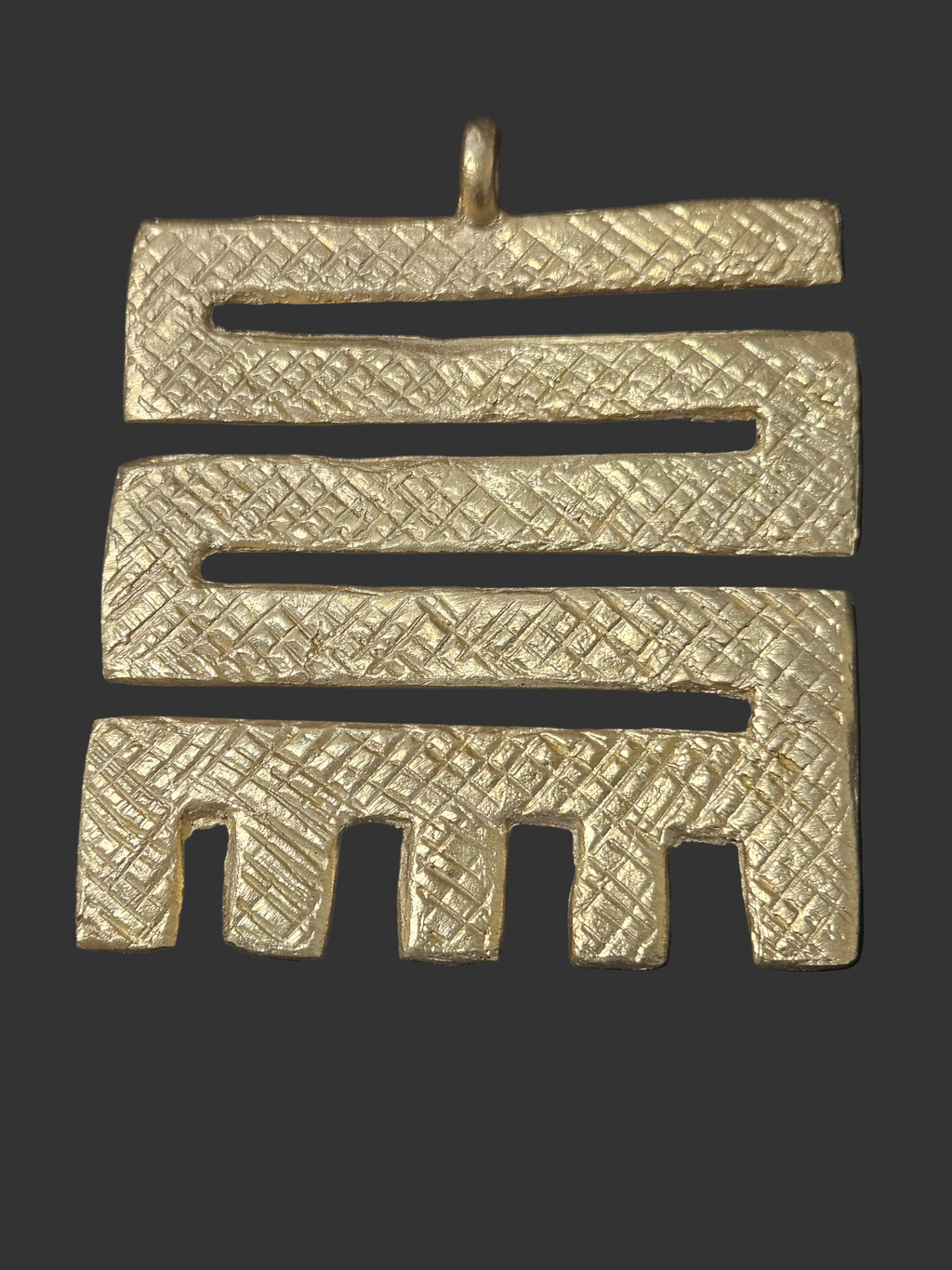 Oversized Nkyinkyim Ashanti Brass Pendant | Authentic Ghanaian Adinkra Symbol | Handcrafted African Brass Statement Pendant
