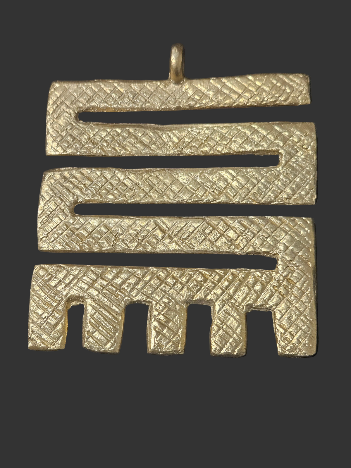 Oversized Nkyinkyim Ashanti Brass Pendant | Authentic Ghanaian Adinkra Symbol | Handcrafted African Brass Statement Pendant