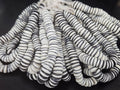 Handmade Ivory & Charcoal Krobo Glass Spacer Beads, African Recycled Glass Beads, Ghana Jewelry Making Supplies