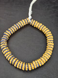 Golden Yellow and Indigo Krobo Glass Spacer Beads, Handmade African Recycled Glass Beads, Ghana Jewelry Making Supplies