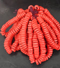 Authentic Classic Red Krobo Powdered Glass Disc Beads Handmade in Ghana from Recycled Glass