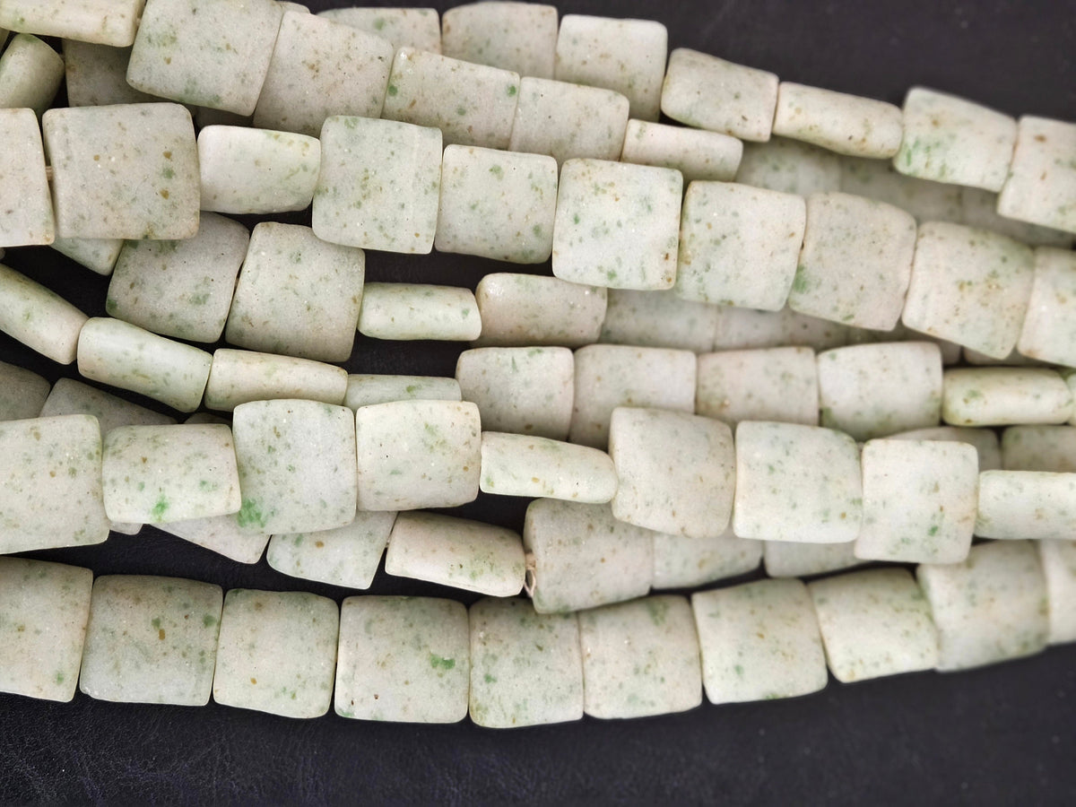 Aadampo Large Moss Green Krobo Powdered Glass Beads | Authentic Handmade Recycled Glass Beads | 25 × 25 × 11–12mm (Copy)