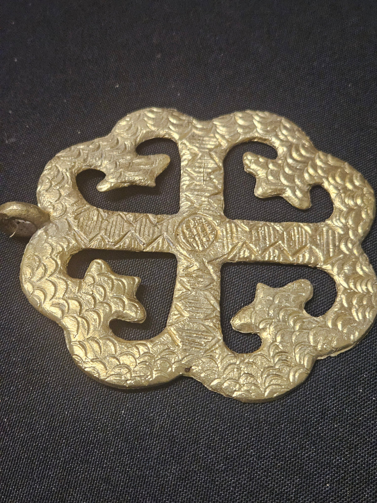 Large Handcrafted Onyame Dua African Brass Pendant | Authentic Ghana Adinkra Symbol