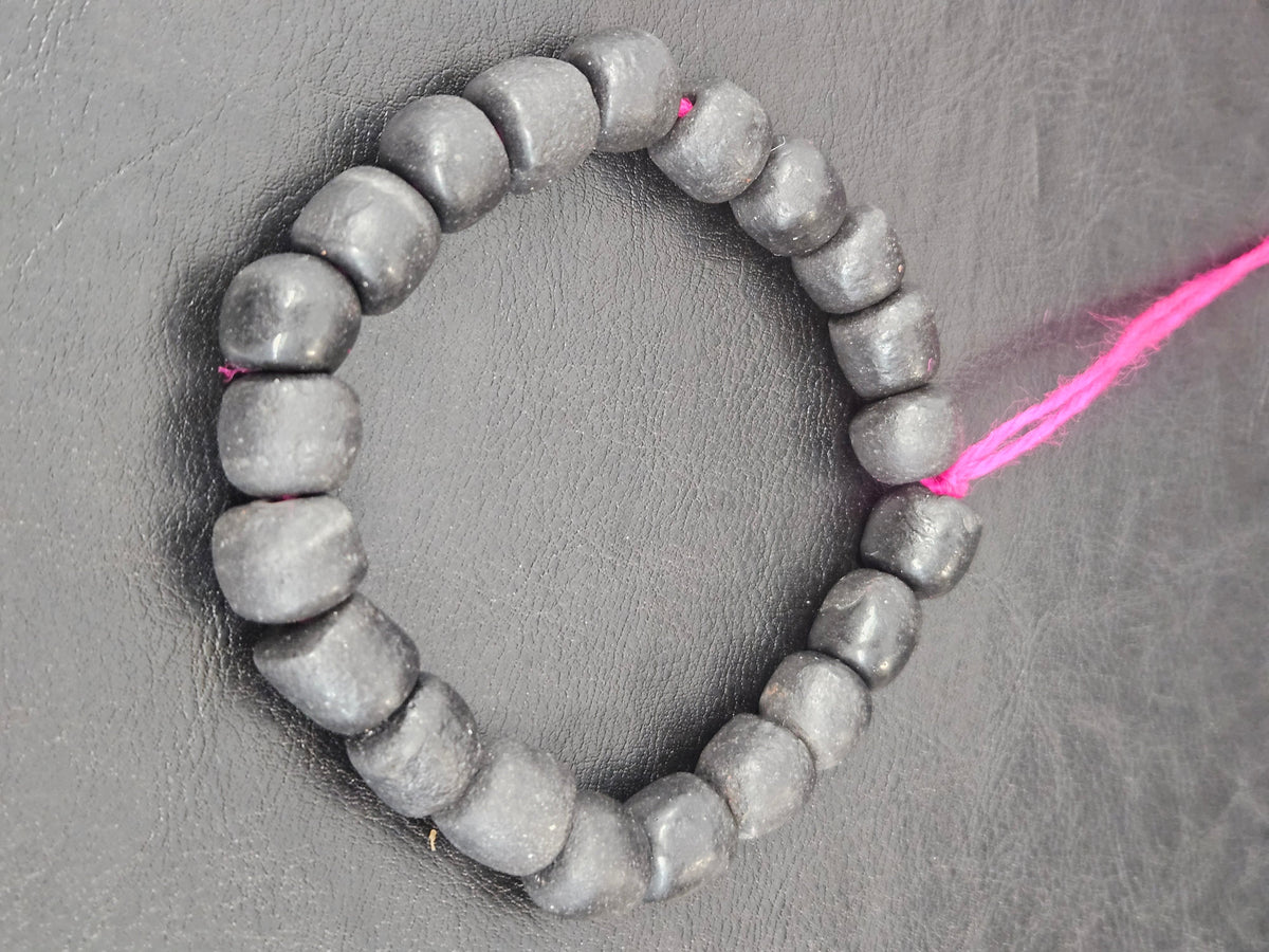 Matte Black Krobo Recycled Glass Beads | Handmade Glass Beads from Ghana