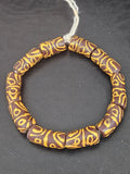 Krobo Painted Glass Tube Beads, Espresso Brown & Golden Ochre, Handmade Recycled Glass Beads from Ghana