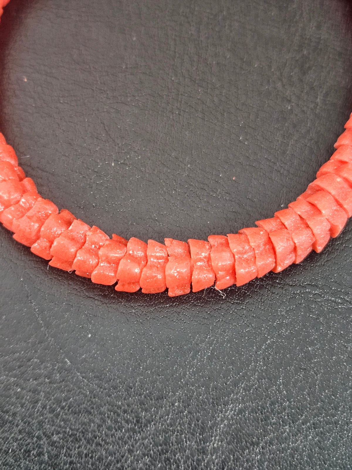 Coral Krobo Glass Spacer Beads, Handmade African Recycled Glass Beads, Ghana Jewelry Making Supplies