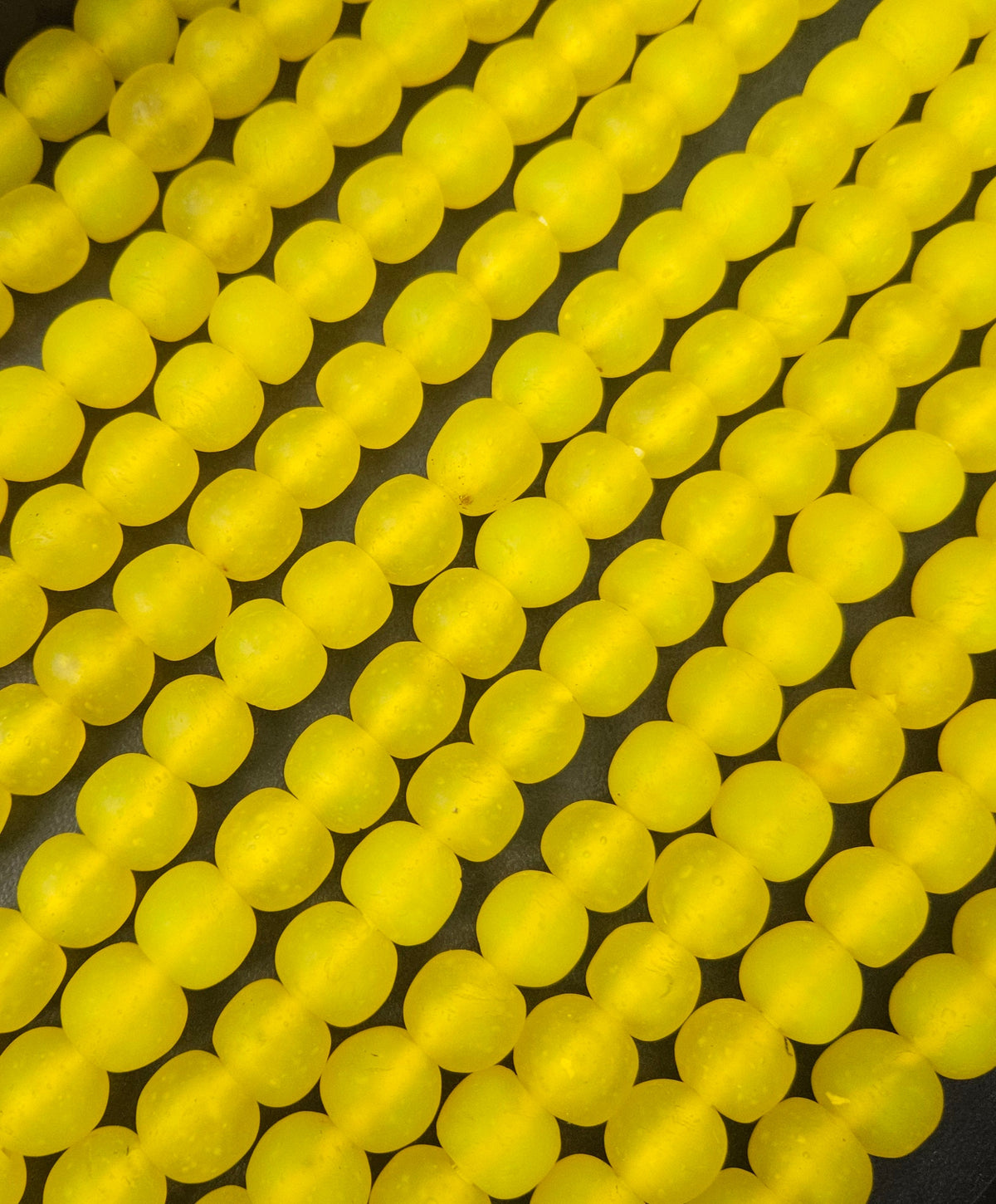 Golden Sunrise Krobo Pocket Glass Beads | Handcrafted Ghana Recycled Glass Beads | Frosted Yellow Artisan Beads