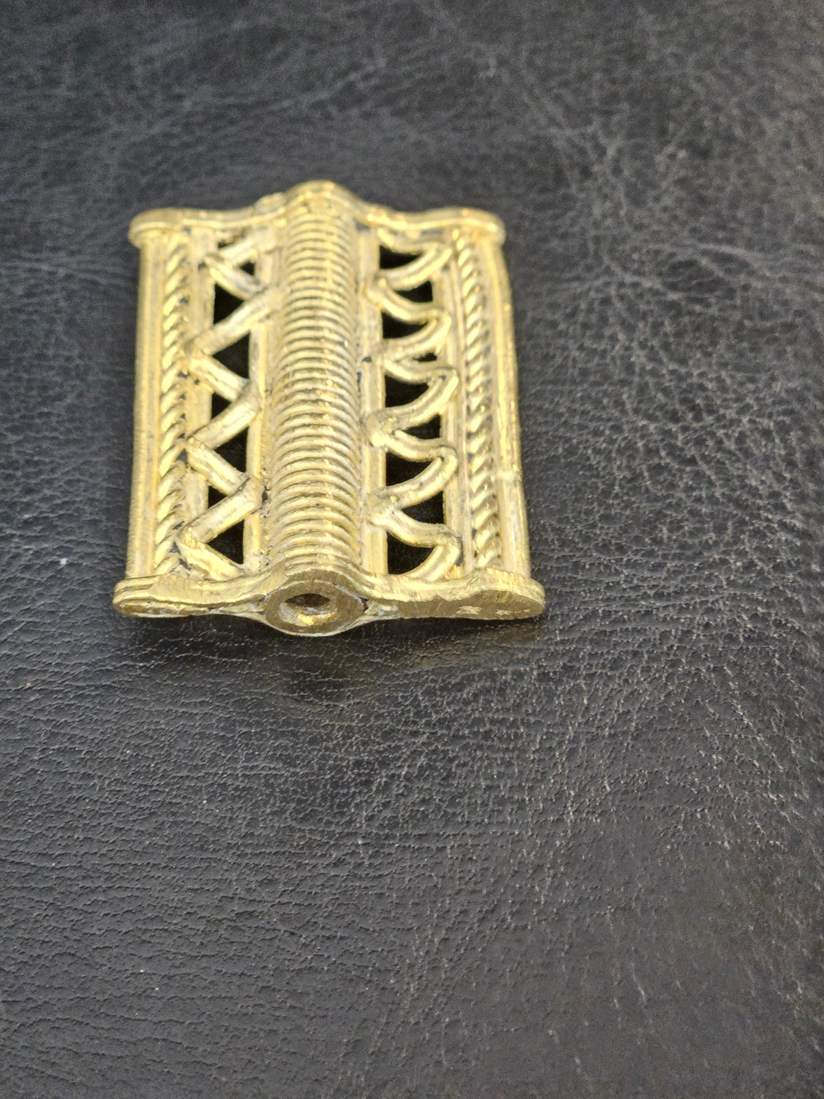 Handcrafted Ashanti Brass Component Bead | Large Hole African Brass Focal Bead | Ghana Lost Wax Brass Jewelry Component 32x45mm