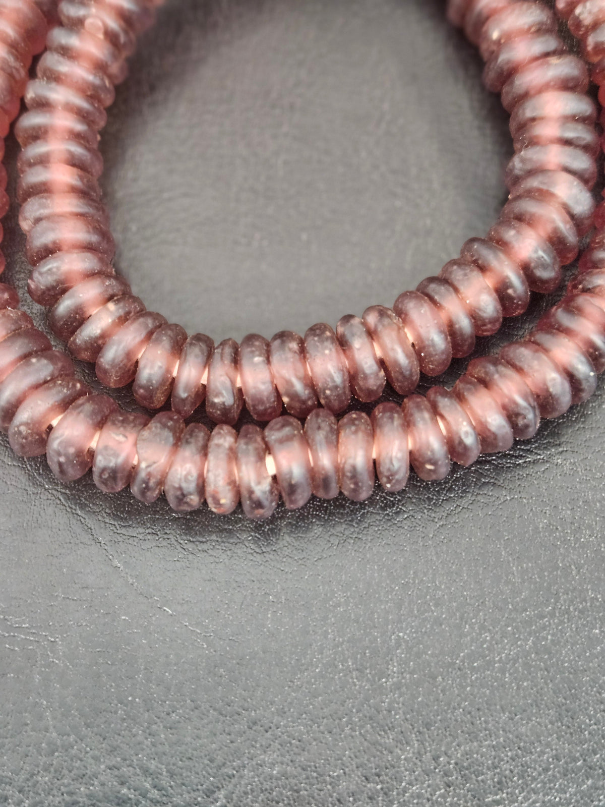 Authentic Dusty Plum Krobo Translucent Recycled Glass Rondelle Beads | Handmade Ghana Beads
