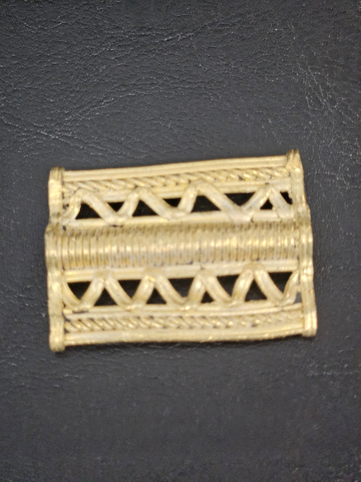 Handcrafted Ashanti Brass Component Bead | Large Hole African Brass Focal Bead | Ghana Lost Wax Brass Jewelry Component 32x45mm