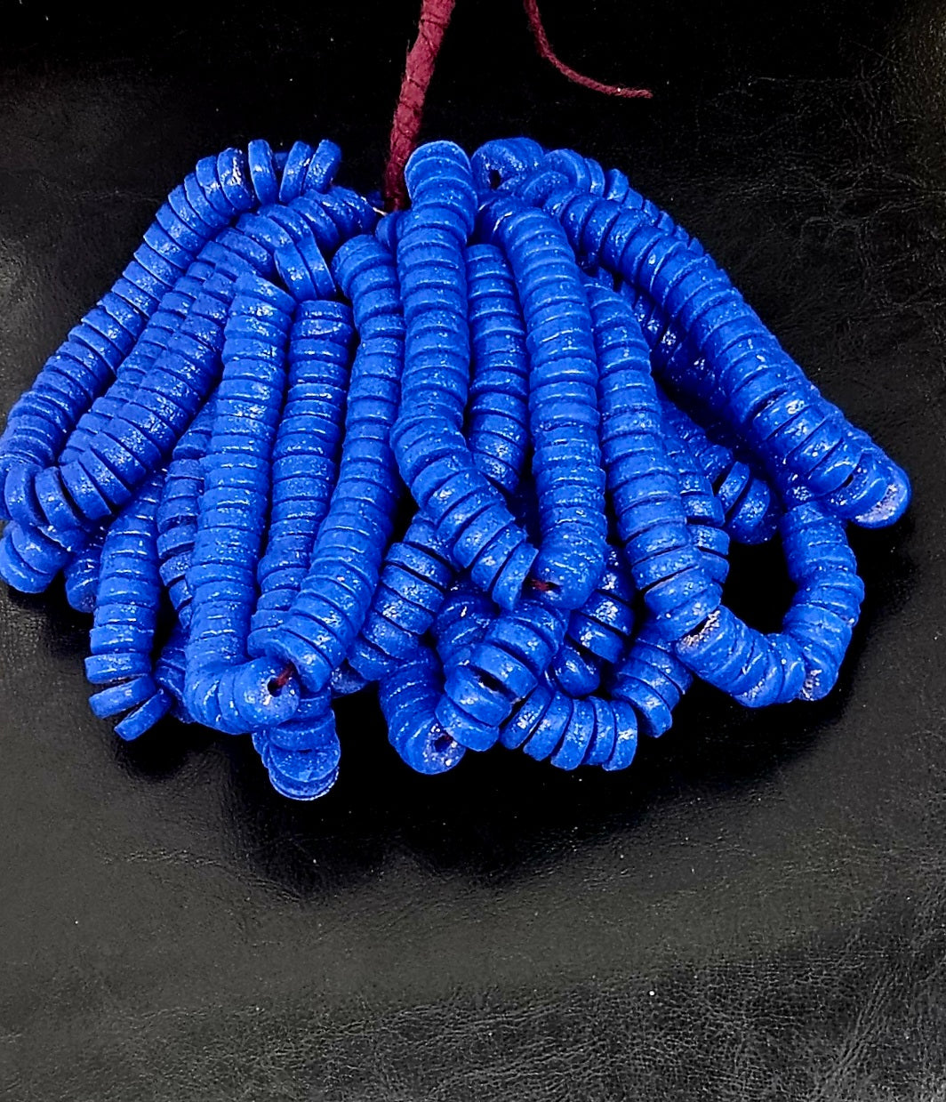 Authentic Royal Sapphire Blue Krobo Powdered Glass Disc Beads Handmade in Ghana from Recycled Glass