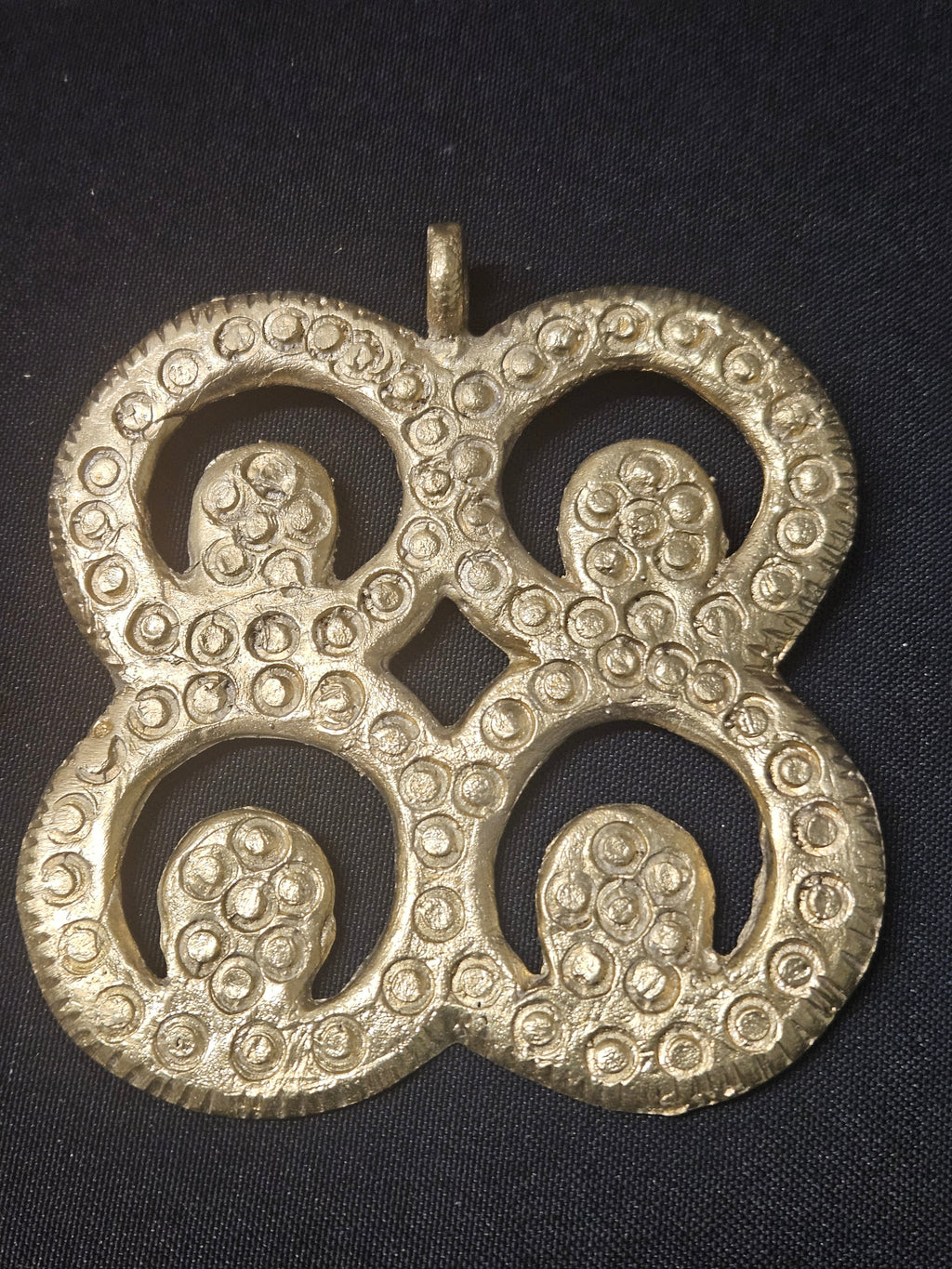 Oversized Mati Masie Ashanti Brass Pendant | Authentic Ghanaian Adinkra Symbol | Handcrafted African Brass Statement Pendant