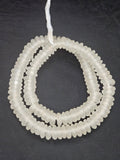 Crystal White Krobo Translucent Recycled Glass Rondelle Beads | Sustainable Handmade Designer Beads