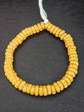 Solid Golden Yellow Krobo Glass Spacer Beads, Handmade African Recycled Glass Beads, Ghana Jewelry Making Supplies